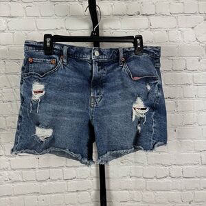 Gap Denim 5” Shorts Distressed Red Bandanna Size 12
